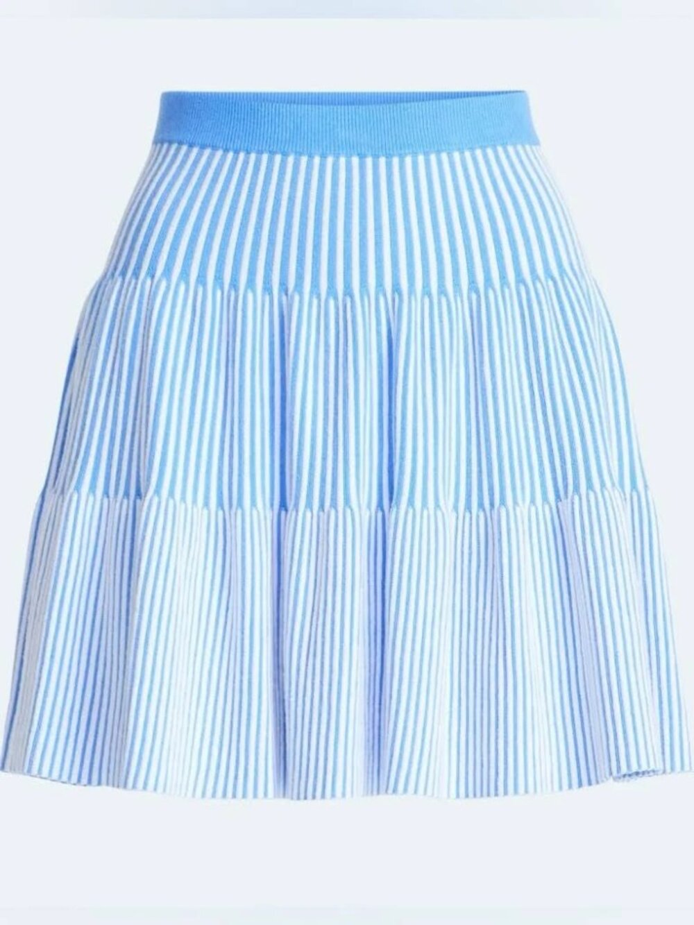 Free Assembly Women Blue/White Ribbed Skirt Small NWT Nautical Summer Knit Prep